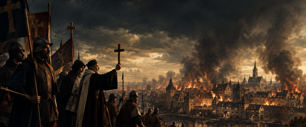 Medieval Siege Beneath Stormy Skies 1200x500