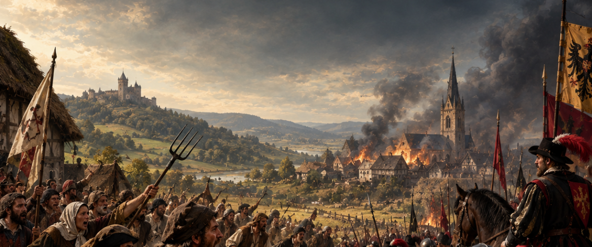 Peasant Uprising at the Burning Village 1200x500