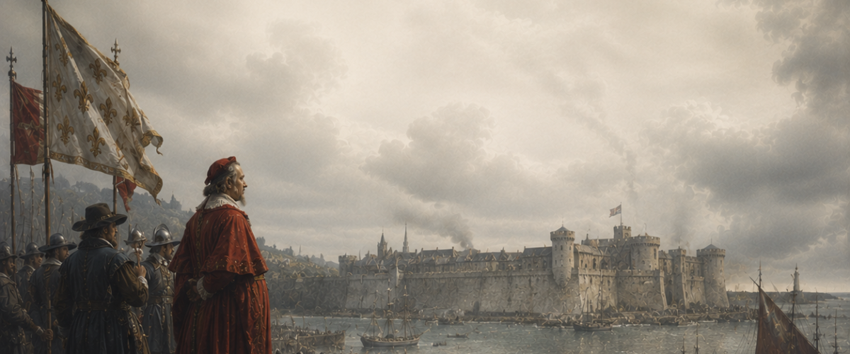 La rochel Red Cloak Overlooking the Besieged Fortress 1200x500