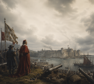 La rochel Red Cloak Overlooking the Besieged Fortress 360x320