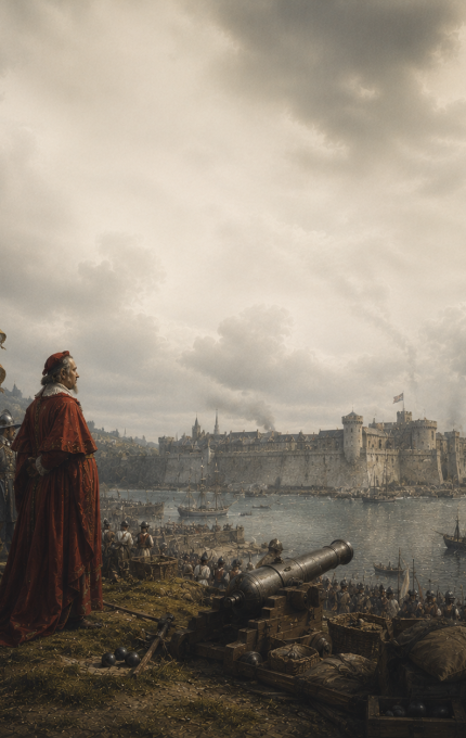 la rochel Red Cloak Overlooking the Besieged Fortress